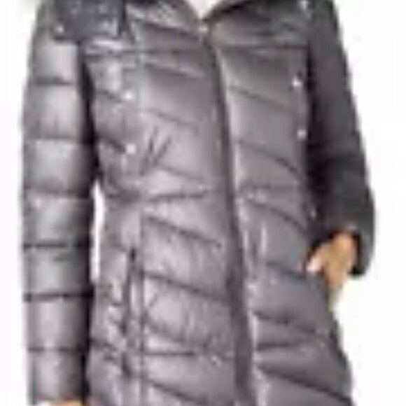 Marc New York Metal Grey Parka Coat Shirley Hooded Faux Fur Trim - Picture 14 of 15